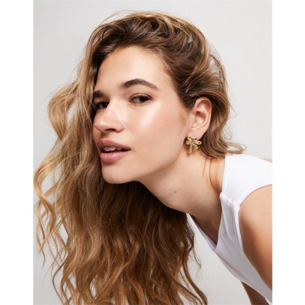 PENDIENTES UNODE50 BAÑO ORO LIBELULA