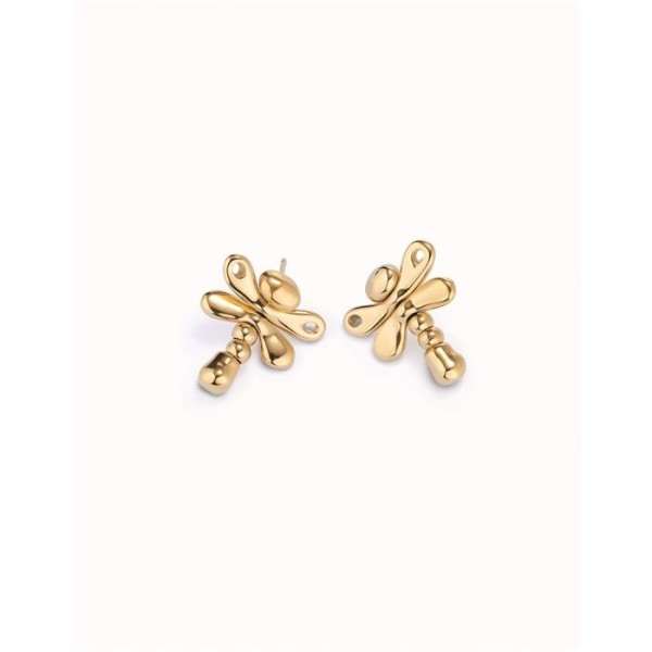 PENDIENTES UNODE50 BAÑO ORO LIBELULA