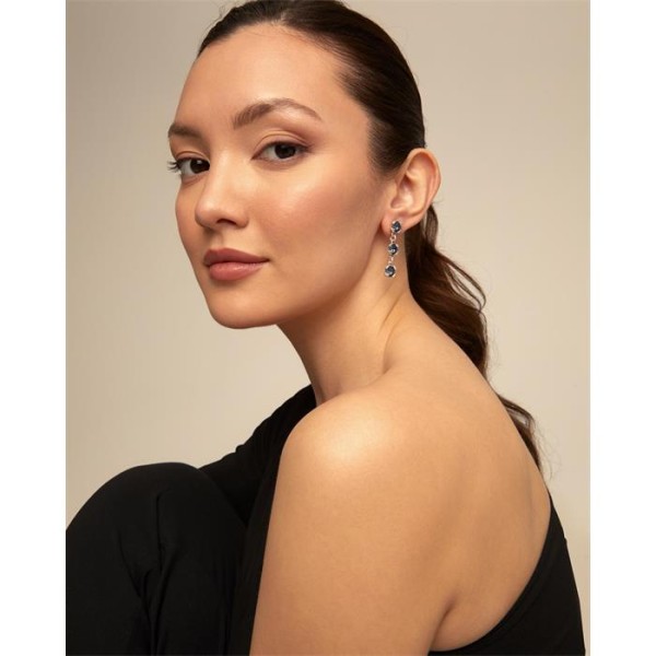 PENDIENTES SUBLIME BLUE UNODE50 PLATA CRISTALES AZULES