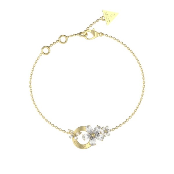 Pulsera Guess Lily Acero Baño Oro y Flor