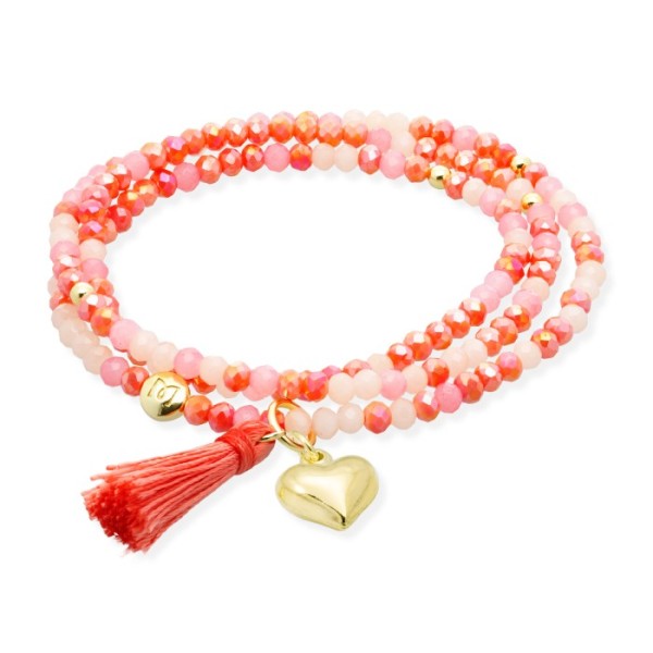 Pulsera Marina García Zen Peach y Corazón Plata Baño Oro