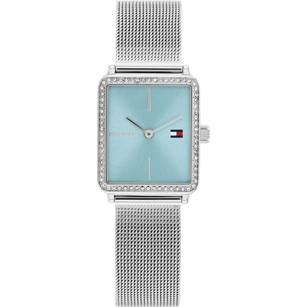 Reloj de cuarzo rectangular minimalista con brazalete milanés
