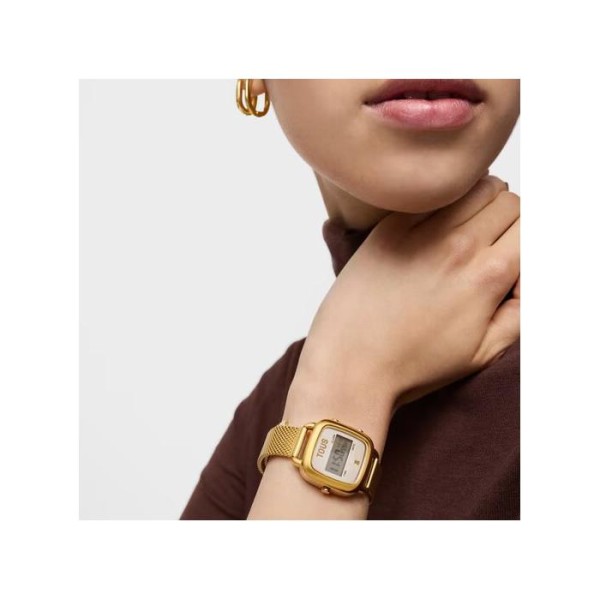 RELOJ DIGITAL CON BRAZALETE DE ACERO DORADO D-LOGO MINI