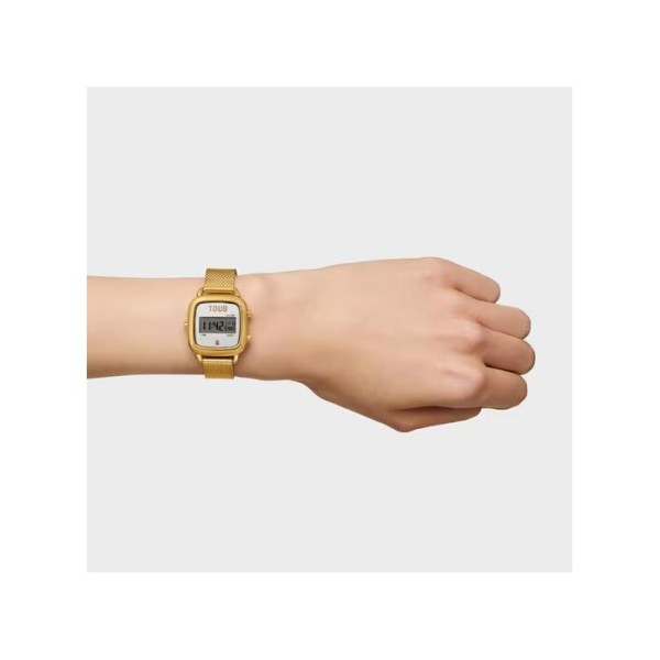 RELOJ DIGITAL CON BRAZALETE DE ACERO DORADO D-LOGO MINI