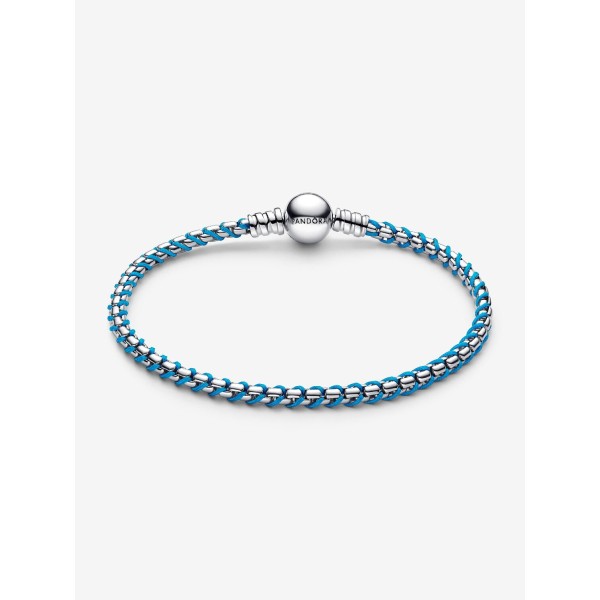 PULSERA PANDORA CAJA CORDON AZUL TURQUESA ENTRETEJIDO