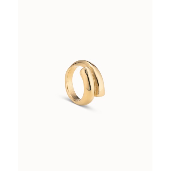 Anillo Unode50 bañado en oro de 18k con forma tubular cerrado al centro