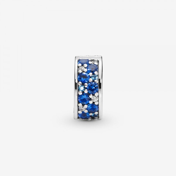 Clip en plata de ley Elegancia Brillante Mosaico Azul