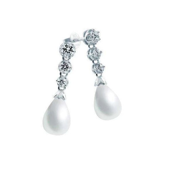 Sweetwater pearl and zirconia dangling earrings
