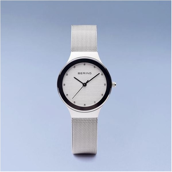 Classic mesh watch and Swarovski Elements silver bezel