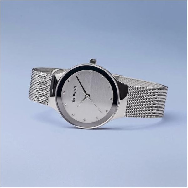 Classic mesh watch and Swarovski Elements silver bezel