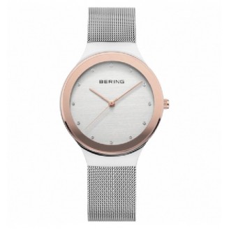 Classic silver and pink watch