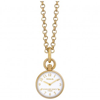 Job pocket watch in gold-colored IP steel