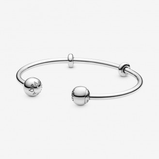 Pulsera Moments abierta con cierres Logo Pandora para charms