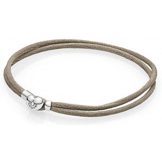 Green silk cord bracelet silver clasp