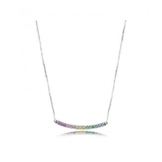 Silver necklace Multicolor Bow Love