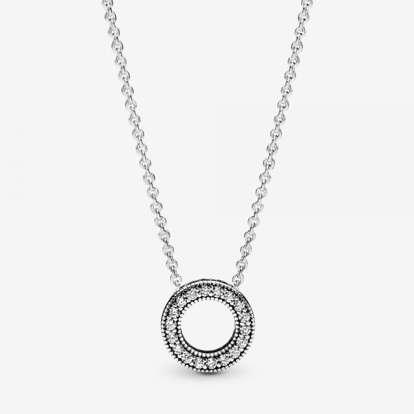 Pandora Logo Pavé Circle Collier Necklace