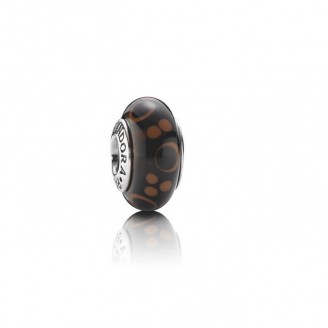 Brown murano charm with tan dots