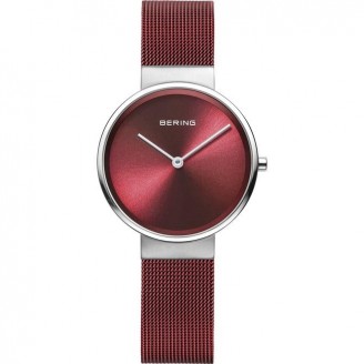 Red watch with Milanese mesh strap